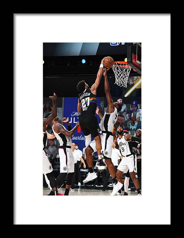 Nba Pro Basketball Framed Print featuring the photograph Kawhi Leonard and Jamal Murray by Garrett Ellwood
