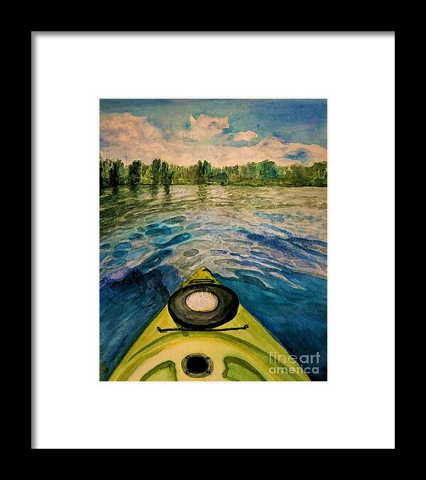 Kayaking Framed Print featuring the painting Kayak Dreams by Deb Stroh-Larson