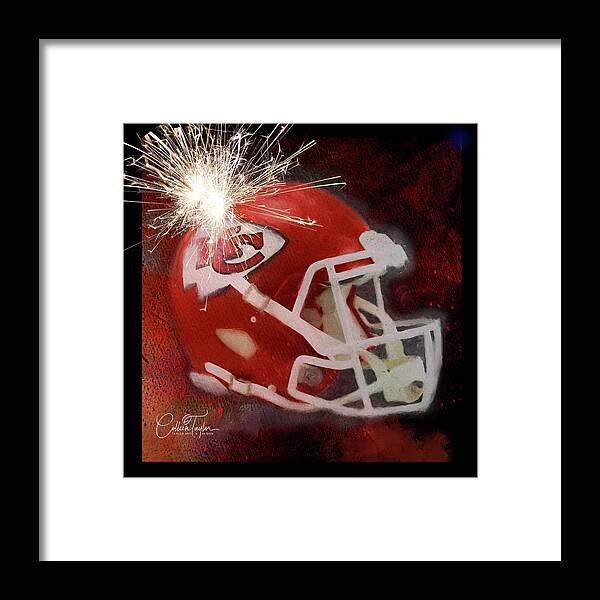 Kansas City Chiefs Helmet Framed Print featuring the mixed media KC Chiefs Super Bowl Champs no text by Colleen Taylor