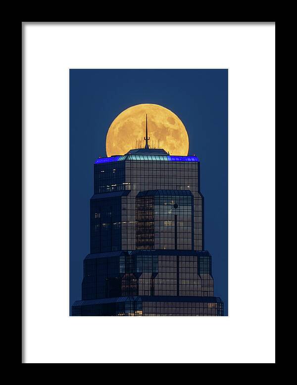 Moonrise Framed Print featuring the photograph KC Moonrise by Steve Ferro