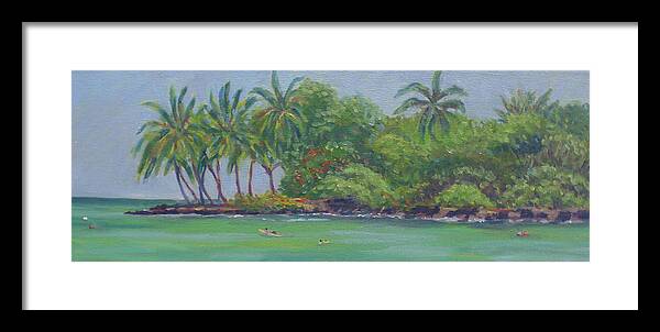 Hawaii Framed Print featuring the painting Keauhou Bay by Stan Chraminski