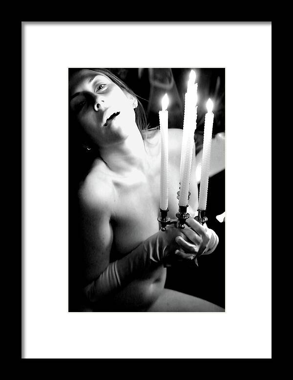 Nude Female Candles Framed Print featuring the photograph Kebu0324 by Henry Butz