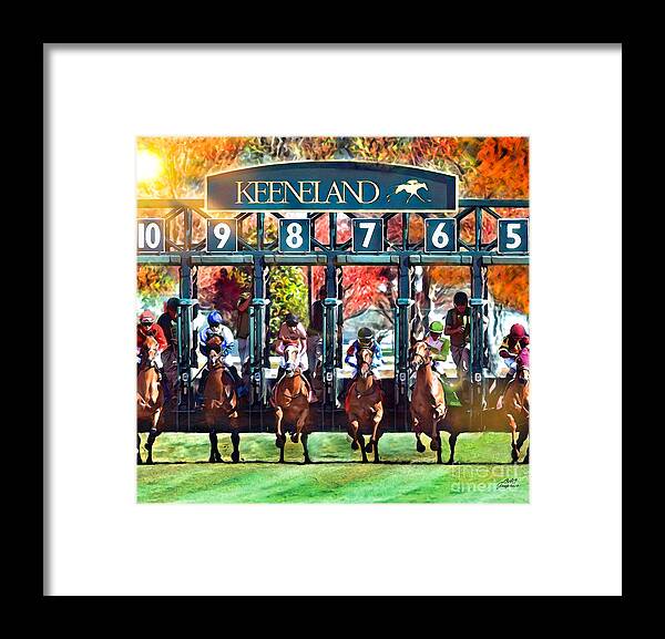 Keeneland Framed Print featuring the digital art Keeneland Fall Starting Gate by CAC Graphics