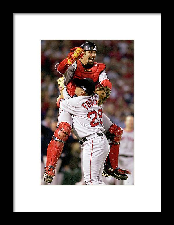 Celebration Framed Print featuring the photograph Keith Foulke and Jason Varitek by Jed Jacobsohn