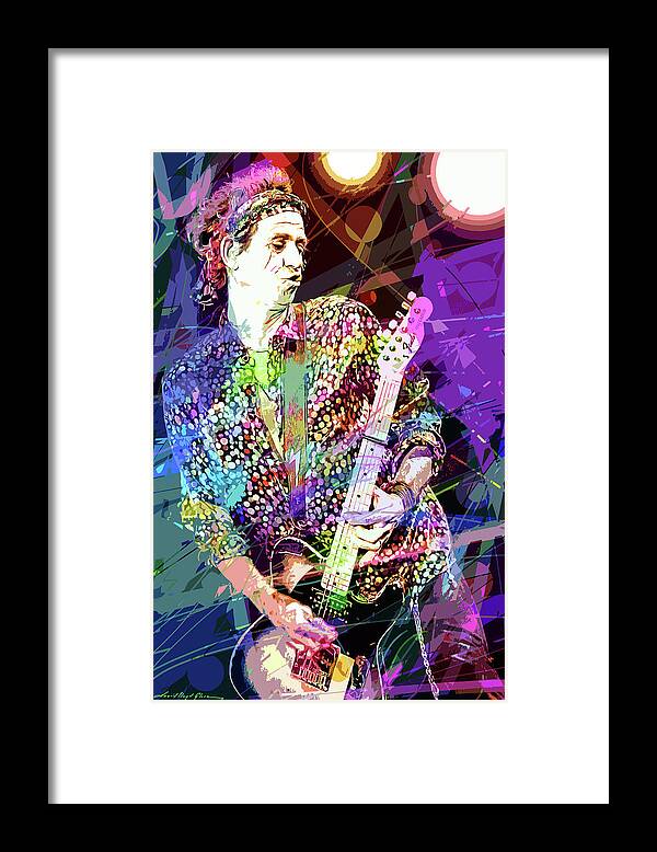 Rock Framed Print featuring the painting Keith Richards Forever by David Lloyd Glover