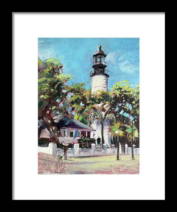 Lighthouse Framed Print featuring the painting Key West Light by Maggii Sarfaty