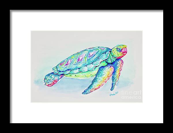 Turtle Framed Print featuring the painting Key West Turtle 2021 by Shelly Tschupp