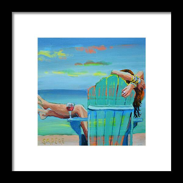 Relaxing Framed Print featuring the painting Kickin' Back by Lynee Sapere