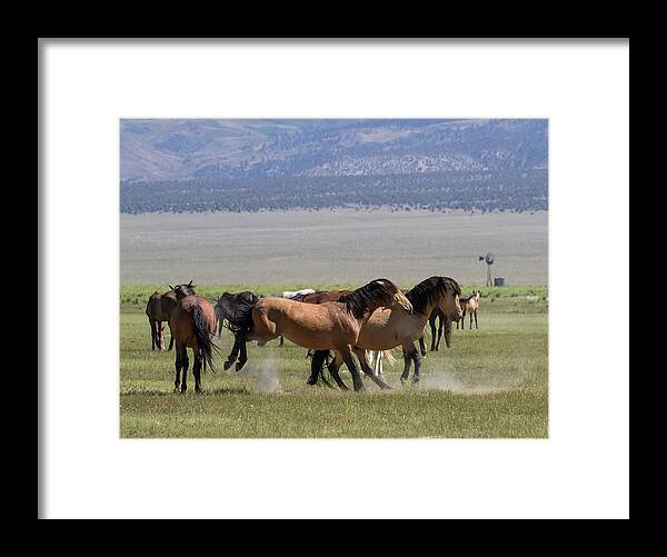 Eastern Sierra Framed Print featuring the photograph Kicking up Dust by Windmill by Cheryl Strahl