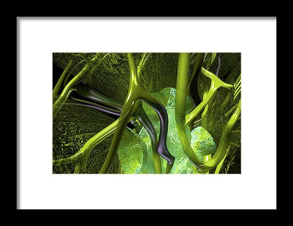 Trunk Framed Print featuring the digital art Kidney Abstract 2 Green by Russell Kightley