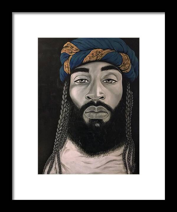 Black Man Framed Print featuring the painting King by Jenny Pickens