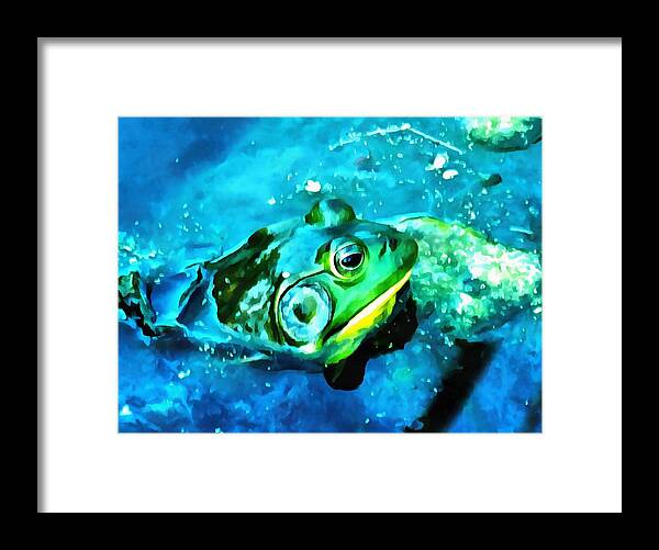 Frog Framed Print featuring the mixed media King of the Pond by Christopher Reed