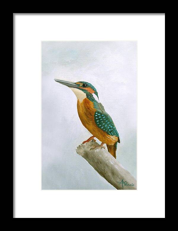 Kingfisher Framed Print featuring the painting Kingfisher by Angeles M Pomata