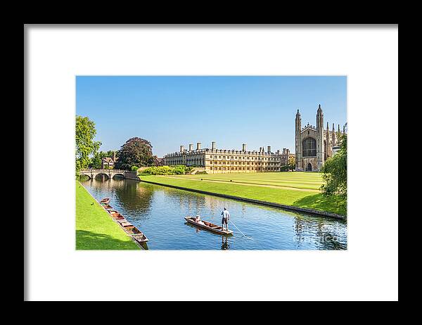 Kings College Framed Print featuring the photograph Kings College Cambridge, Punting on the River, Cambridge, England by Neale And Judith Clark