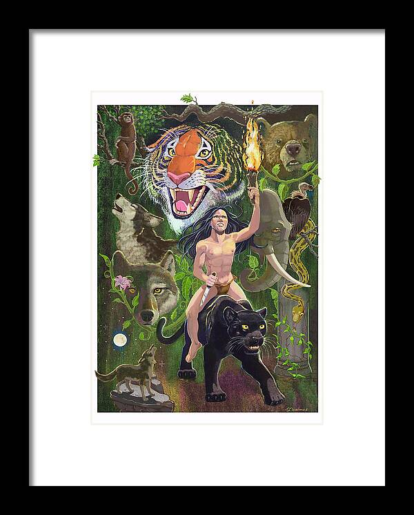 Jungle Book Framed Print featuring the mixed media Kipling's Jungle Book by J L Meadows
