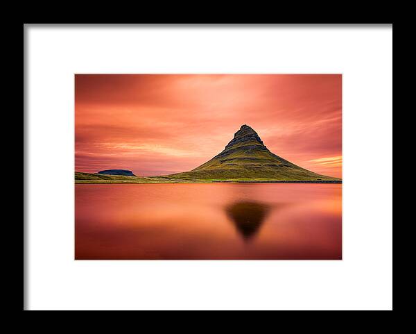 Kirkjufell Framed Print featuring the photograph Kirkjufell on Fire by Peter Boehringer