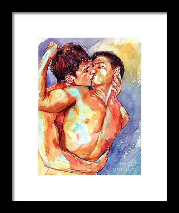 Love Framed Print featuring the painting Kiss in the Light by Suzann Sines