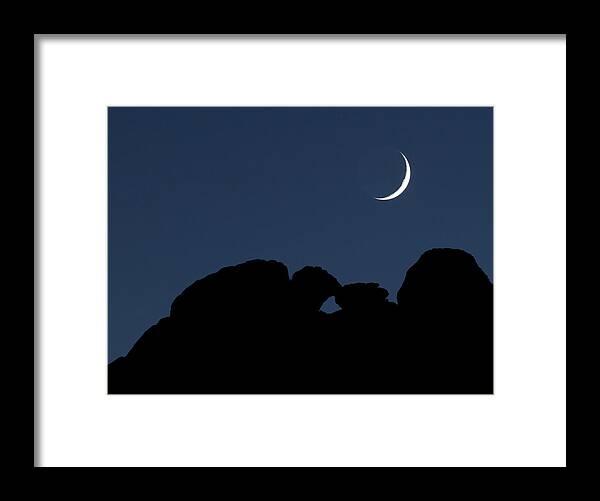 Moon Framed Print featuring the photograph Kissing Camels Moonset by Bob Falcone