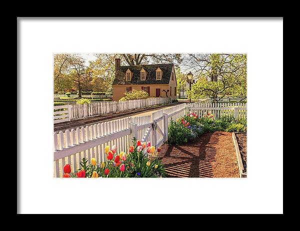 Colonial Williamsburg Framed Print featuring the photograph Kitchen Garden in Springtime by Rachel Morrison