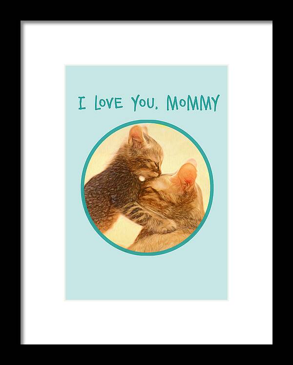 Cat Framed Print featuring the mixed media Kitty Love by Moira Law