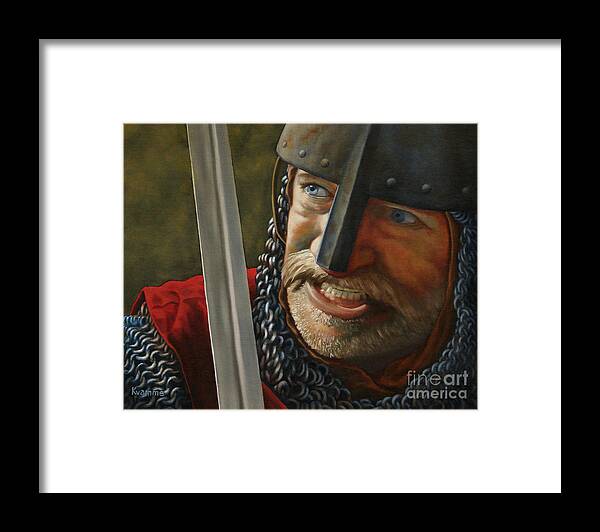 Knight Framed Print featuring the painting Knight Defender by Ken Kvamme