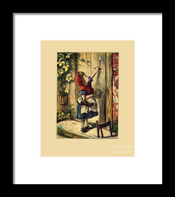 Little Red Riding Hood Framed Print featuring the digital art Knock Knock Little Red Riding Hood by Madame Memento