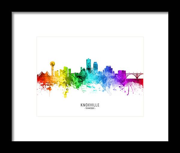 Knoxville Framed Print featuring the digital art Knoxville Tennessee Skyline #94 by Michael Tompsett
