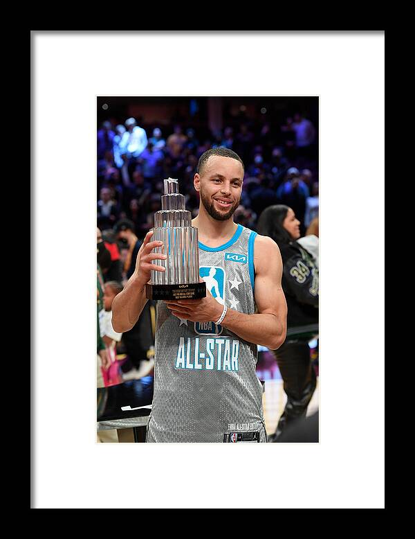 Stephen Curry Framed Print featuring the photograph Kobe Bryant, Lebron James, and Stephen Curry by Juan Ocampo