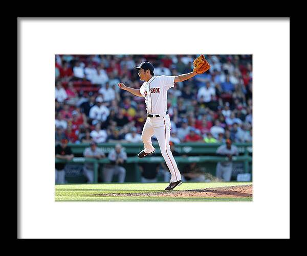 American League Baseball Framed Print featuring the photograph Koji Uehara by Jim Rogash