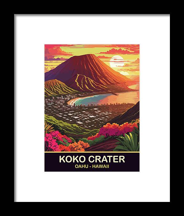 Koko Crater Framed Print featuring the digital art Koko Crater, Oahu, Hawaii by Long Shot