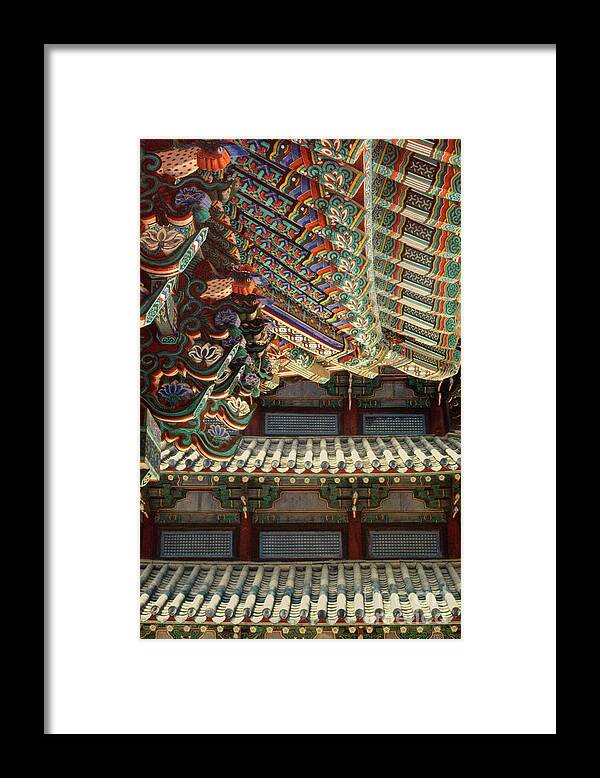 Korea Framed Print featuring the photograph Korean Buddhism temple photography - Temple Tiles by Sharon Hudson