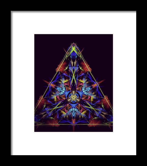 Kosmic Kreation Pyramid Mandala Framed Print featuring the digital art Kosmic Kreation Pyramid Mandala by Michael Canteen