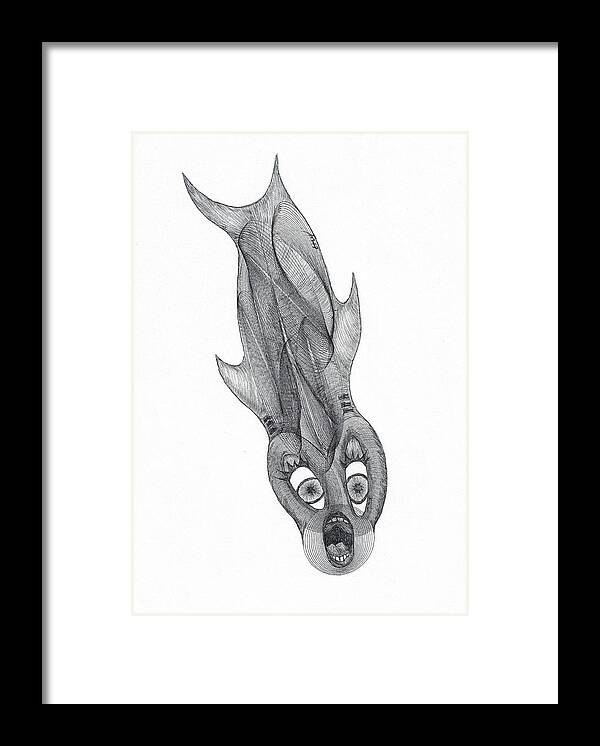 Fish Framed Print featuring the drawing Krazy Fish Singing by Teresamarie Yawn