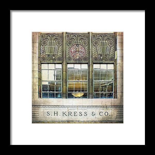 Art Deco Framed Print featuring the photograph Kress Art Deco Window by Melissa Bittinger