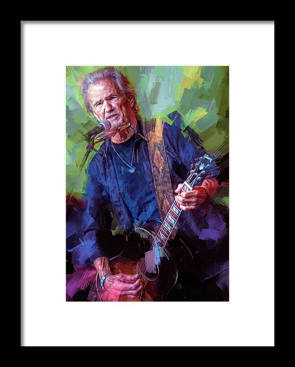 Kris Kristofferson Framed Print featuring the mixed media Kris Kristofferson by Mal Bray