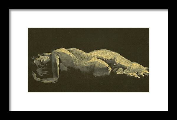 Gesture Drawing Framed Print featuring the drawing kroki 2014 09 27-3 300px life study 6,7MB by Marica Ohlsson