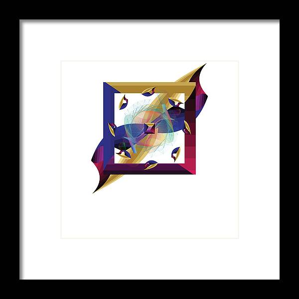 Abstract Graphic Framed Print featuring the digital art Kuklos No 4368 multi png by Alan Bennington