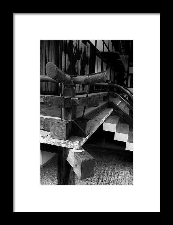 Kyoto Imperial Palace Black And White By Win Naing Framed Print featuring the photograph Kyoto Imperial Palace Black And White by Win Naing