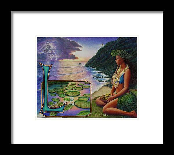 Kim Mcclinton Framed Print featuring the drawing L is for Lei by Kim McClinton