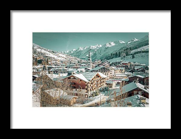 Beauty In Nature Framed Print featuring the photograph La Clusaz winter sports resort in the French Alps by Benoit Bruchez