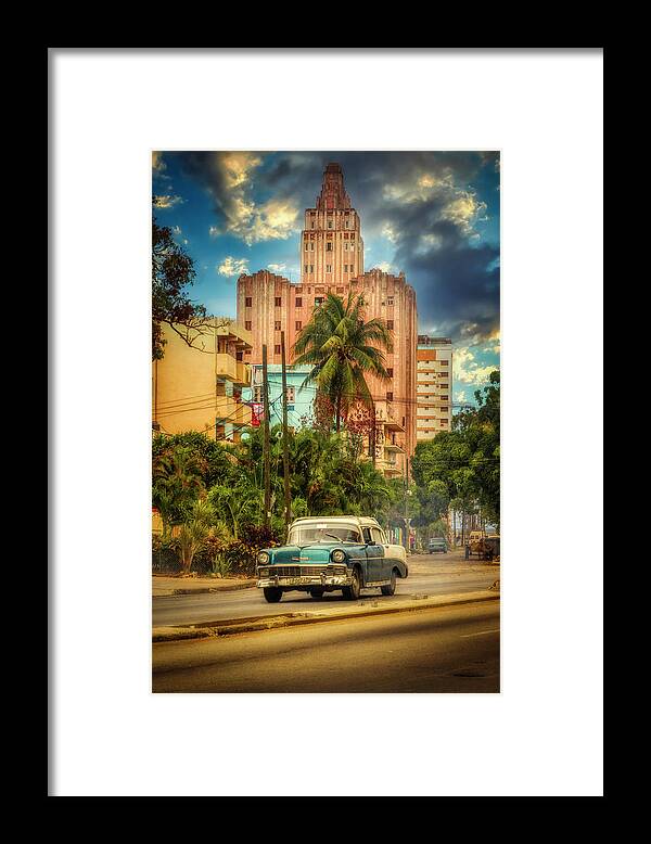 Pink And Blue Framed Print featuring the photograph La Colonial Tower, Havana, Cuba by Micah Offman