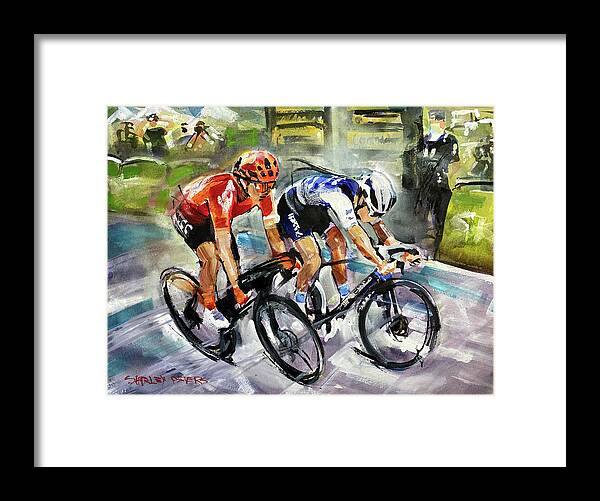 Lacourse2020 Framed Print featuring the painting La Course_At The Line by Shirley Peters