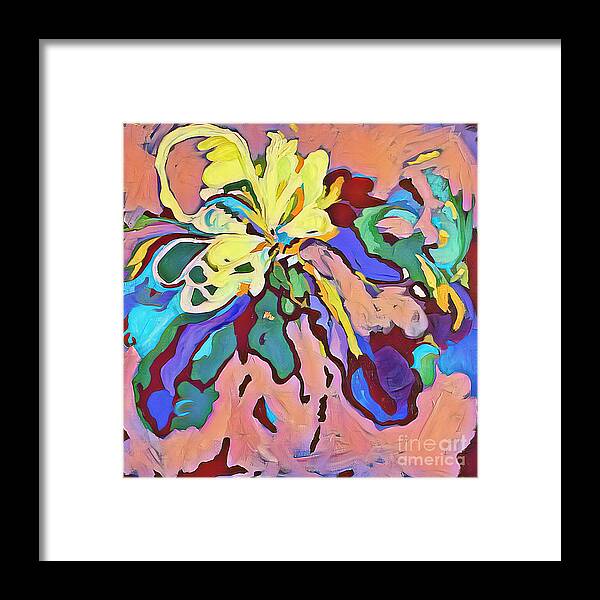 Abstract Flower Framed Print featuring the painting La Fleur by Patsy Walton