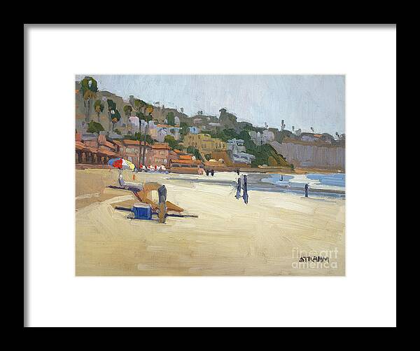 La Jolla Framed Print featuring the painting La Jolla Shores Beach - La Jolla, San Diego, California by Paul Strahm