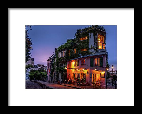 La Maison Rose Framed Print featuring the photograph La Maison Rose At Night by Serge Ramelli
