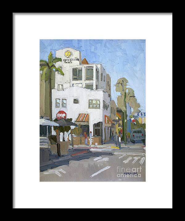La Pensione Framed Print featuring the painting La Pensione - Little Italy, San Diego, California by Paul Strahm