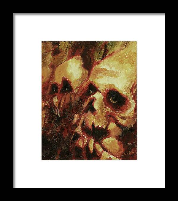 Skulls Framed Print featuring the painting La Petite Mort by Sv Bell
