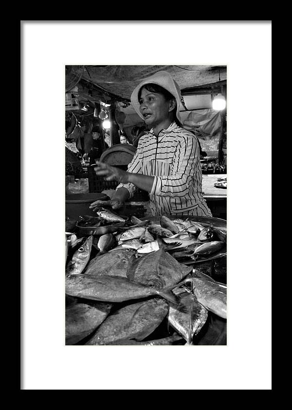 Portrait Framed Print featuring the photograph Lady at Fish Market by Robert Bociaga