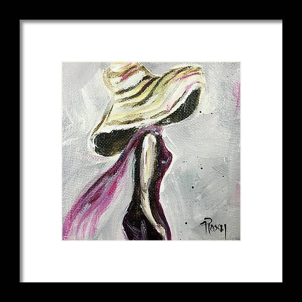Lady In A Hat Framed Print featuring the painting Lady in a Big Hat by Roxy Rich
