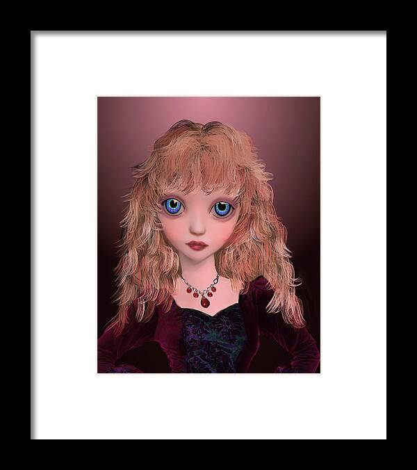 Art Framed Print featuring the digital art Lady in Red by Artful Oasis
